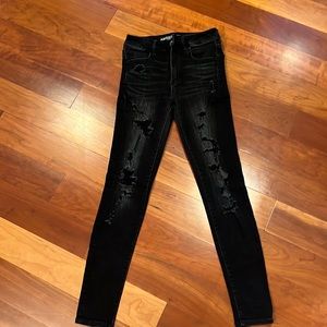 America Eagle black stretch denim leggings